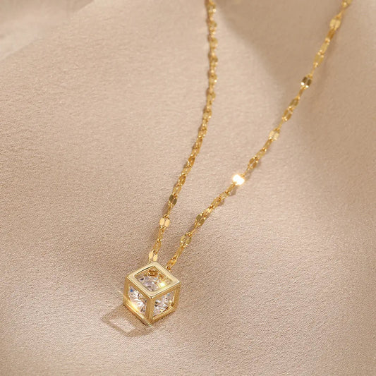 Collier Zircon en Cube